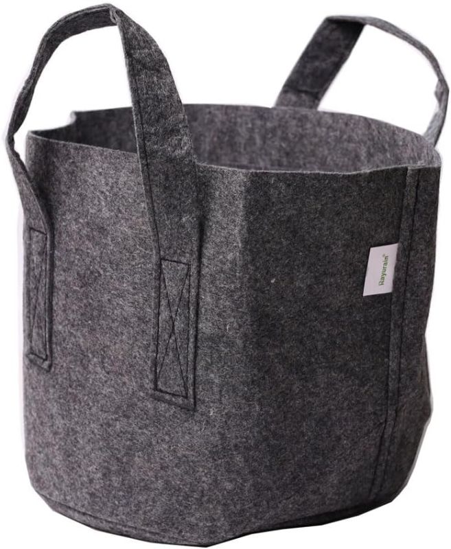 Photo 1 of Rayurain 5-Pack Grey Thick 3 Gallon Grow Bags Round Fabric Pot for Planter with Long Handles