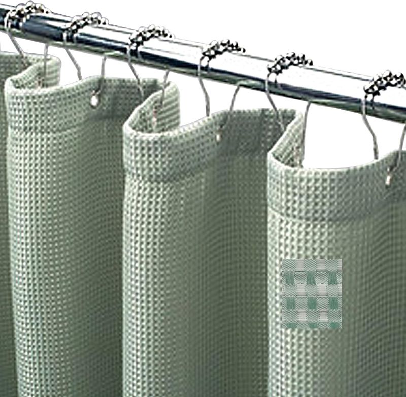 Photo 1 of SXRYHHTD Shower Curtain, Waffle Textured Heavy Duty Shower Curtains for Bathroom, Spa Hotel Luxury Waterproof Shower Curtain Set with 12 Metal Ball Hooks?72Wx72H, Bamboo Green