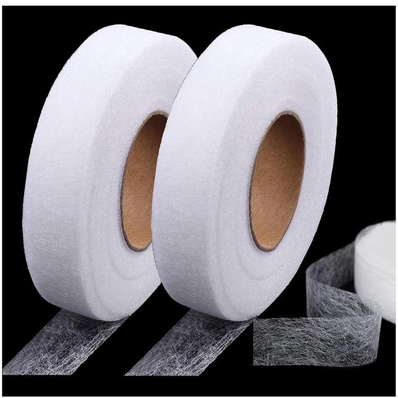 Photo 1 of WIPAZY 2Pcs Iron on Hem Tape for Seamless Fabric Crafting -Fusing Hem Tape Durable Adhesive -Adhesive Hem Tape for Fabric DIY Crafts for Skirts Jeans Clothes Pants– 1 Inch x 70 Yards Each 