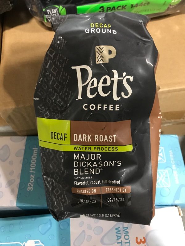 Photo 2 of Peet's Coffee, Dark Roast Decaffeinated Ground Coffee - Decaf Major Dickason's Blend 10.5 Ounce Bag Decaf Major Dickason's 10.5 Ounce (Pack of 1)Best By February 15 2024