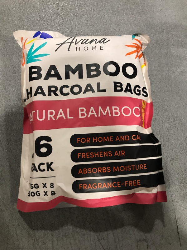 Photo 1 of (16 Pack) Bamboo Charcoal Air Purifying Bag - Charcoal Bags Odor Absorber, for Car, Home & Shoes - Activated Charcoal , Fragrance-Free Odor Eliminator (8x75g, 8x50g)