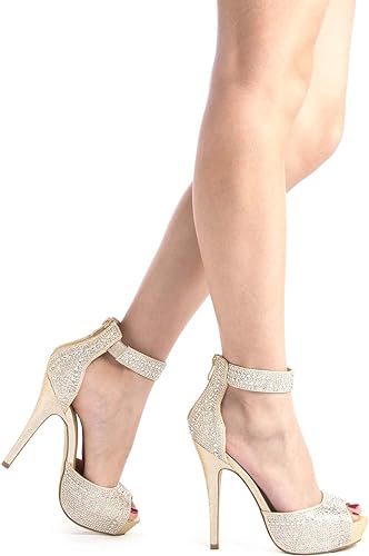 Photo 1 of DREAM PAIRS Women's Swan-05 High Heel Planform Dress Pump Shoes, Shine-gold, 7 
