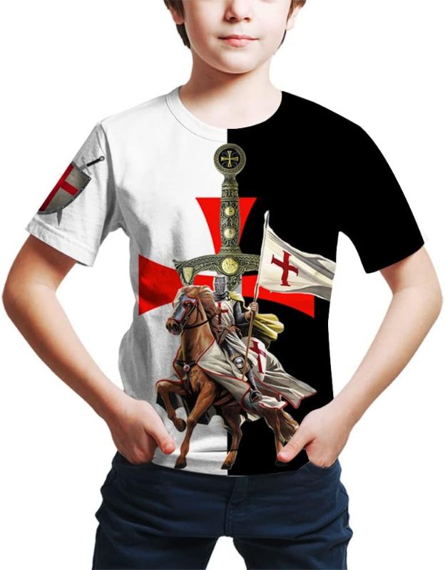 Photo 1 of FiveEarl Crusader Knight T Shirts,Print 3D Funny Graphics Crusader Knight T Shirt,Youth Boys Girls Age 4-14 Years