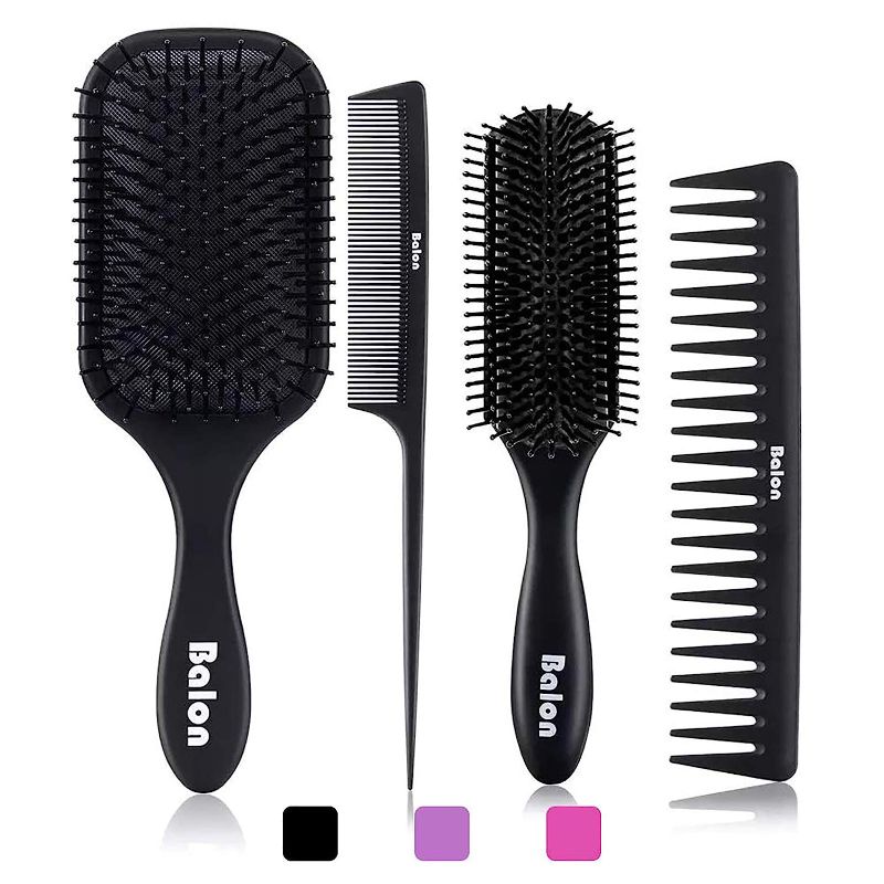 Photo 1 of 4Pcs Paddle Hair Brush, Detangling Brush and Hair Comb Set for Men and Women, Great On Wet or Dry Hair, No More Tangle Hairbrush for Long Thick Thin Curly Natural Hair https://a.co/d/ja8EMZo