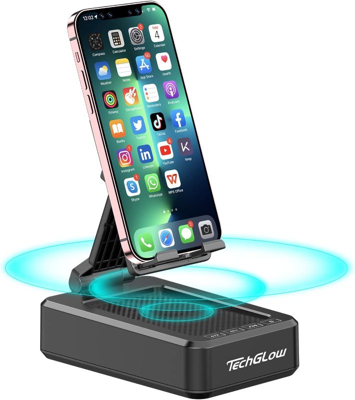 Photo 1 of Gifts for Men-TechGlow Foldable Cellphone Stand with Bluetooth Speaker Wireless Speaker with Phone Holder Birthday Gift Idea for Man Woman Cool Gadget
