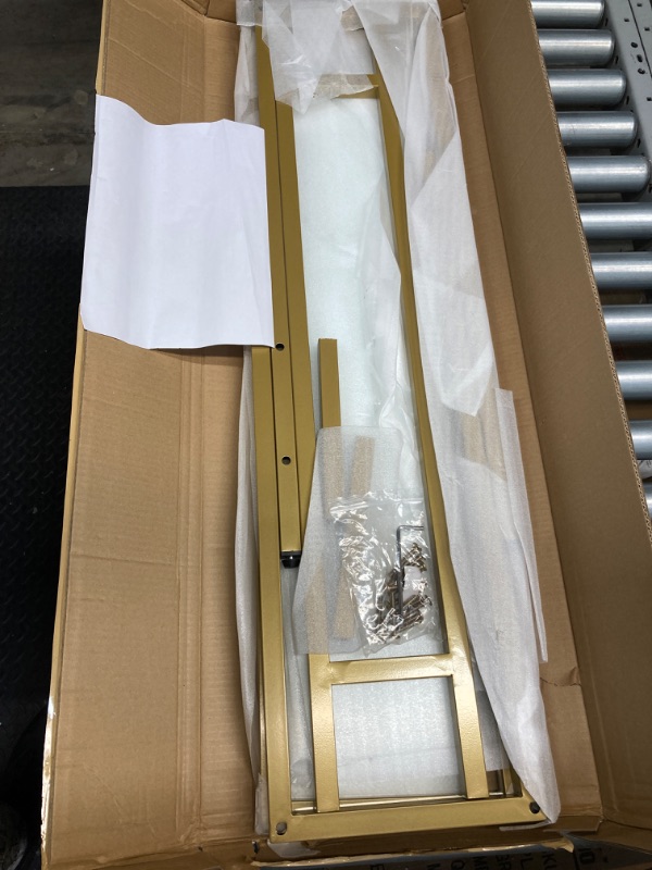 Photo 1 of MAJARO Small Modern Console Table for Entryway, Tempered Glass with Golden Metal Frame Sofa Table for Living Room, Hallway, Office