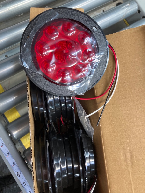 Photo 2 of 36DB 4 Inch Trailer Lights, 12 LED Round Trailer Light Kit, Flange Mount Red Lens Stop Turn Tail Brake Trailer Lights For Utility Trailer Truck RV Camper (Pack of 8) 8X 4" Trailer Lights