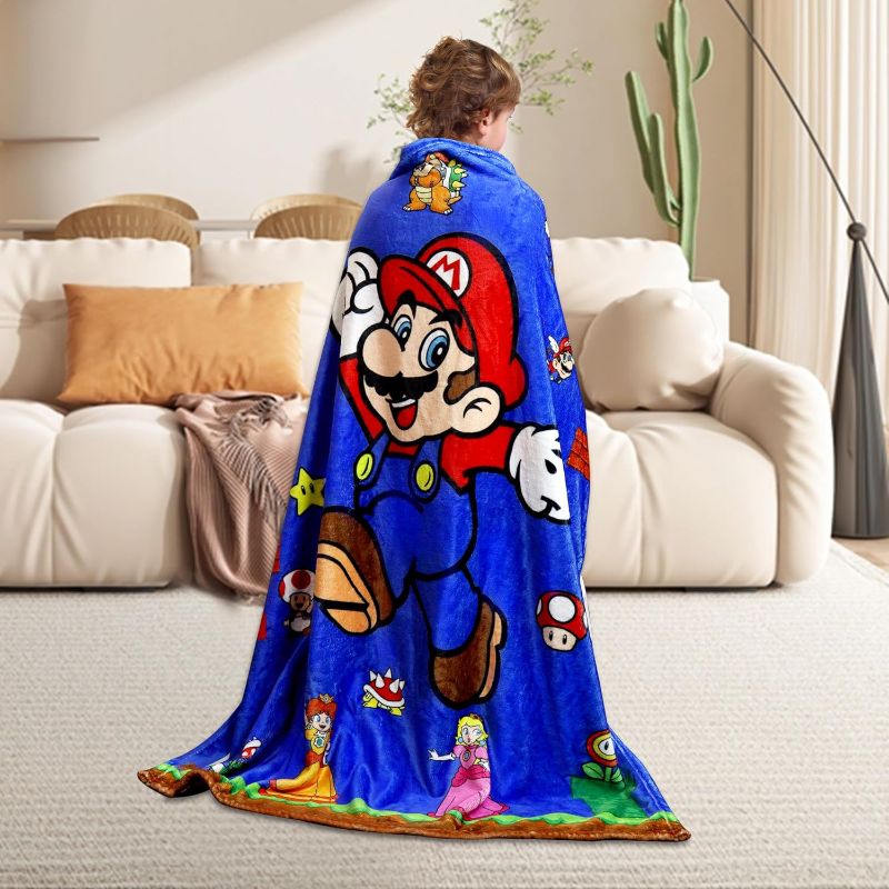 Photo 1 of Blue Blanket for Kids Boys, Super Soft Cartoon Plush Blanket Cute Sofa Bed Preschool Blanket Ideal Birthday Valentines Day Gifts for Kids 52x42Inch https://a.co/d/7Lh9aKX