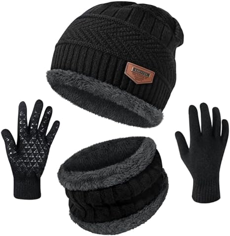 Photo 1 of Winter Beanie Hats Scarf Gloves Set Thick Warm Slouchy Beanies Hat Knit Skull Cap Neck Warmer for Men Women https://a.co/d/4PxQipv