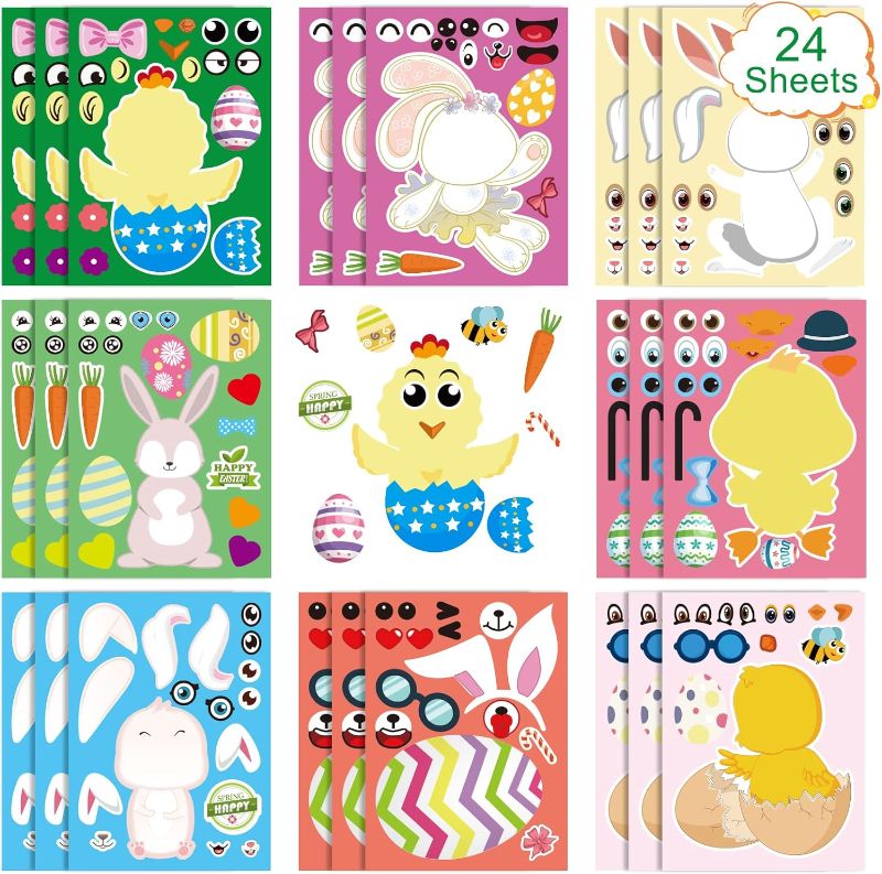 Photo 1 of 24 Sheets Easter Stickers - Make Your Own Stickers for Kids Toddlers, Make a Face Stickers with Easter Animal Easter Basket Stuffers, Easter Gift for Kids https://a.co/d/bRb3zf5