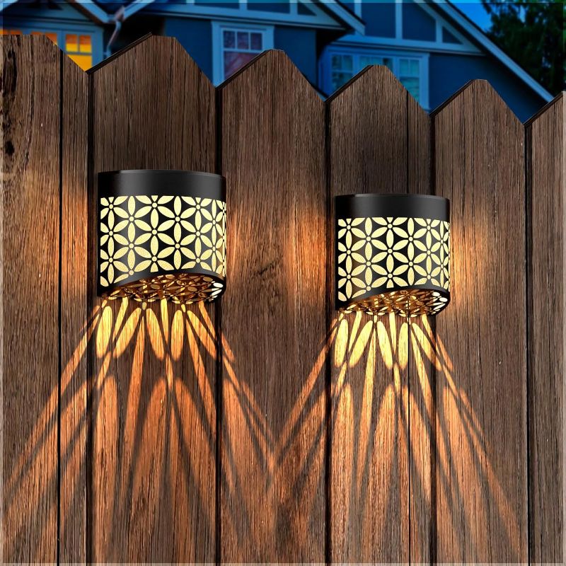 Photo 1 of Solar Deck Lights, Outdoor Lighting Backyard Deck Decor, Patio Lights, Backyard Lights Outdoor Steps Fence Lights- 2 Pack https://a.co/d/9a9fdEz