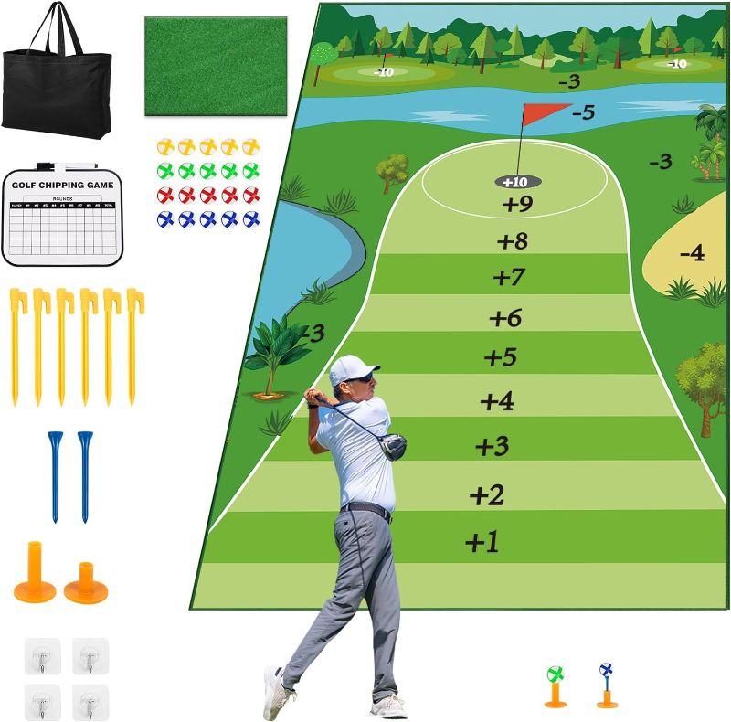 Photo 1 of LANGDOVO Golf Chipping Game 6x4 Ft Battle Royale Golf Game Indoor Outdoor Golf Game Set Game Mats Velcro Golf Chipping Game https://a.co/d/iXBxelE