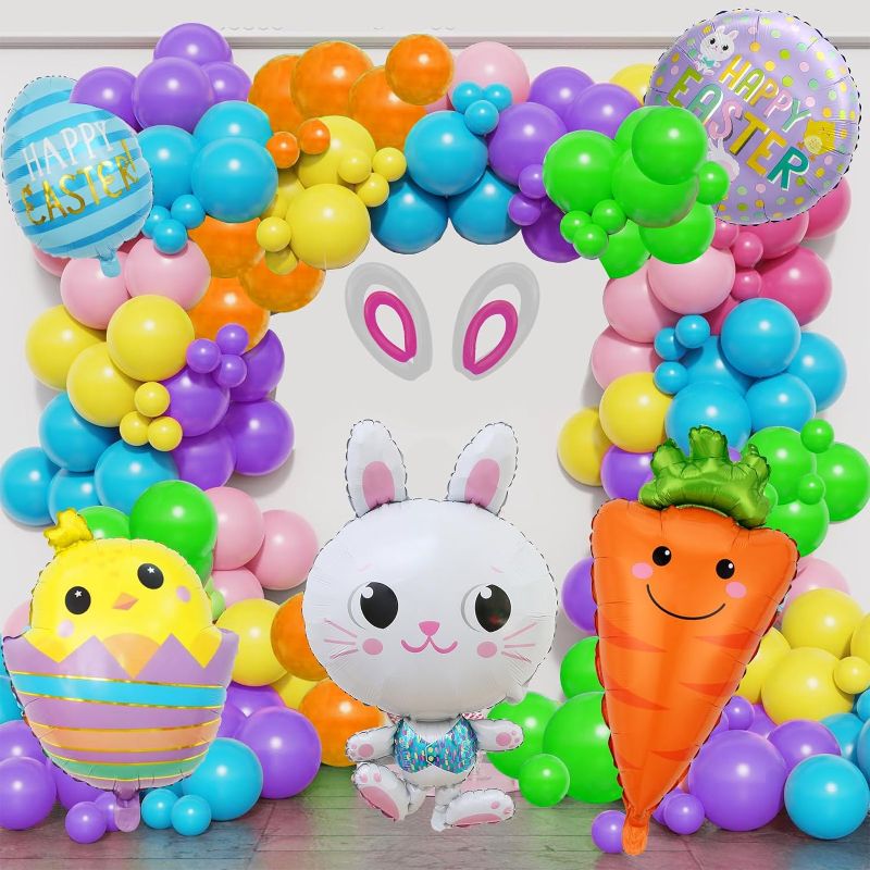 Photo 1 of 149 PCS Easter Balloon Garland Arch Kit Easter Decorations Bunny Carrot Easter Egg Foil Mylar Balloons Bunny Party Favors for Easter Party Supplies https://a.co/d/3iu6S97