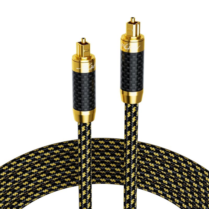 Photo 1 of Hi-FI Digital Optical Audio Toslink Cable 25FT, Fiber Optical Cord, [Nylon Braided, Gold Plated Plug], Real HiFi Sound for Home Theater, Sound Bar, PS4, DVD/CD Player, Xbox, Blu-Ray Players
