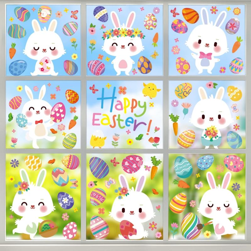 Photo 1 of OHOME 2024 Easter Window Clings - Easter Decorations -Easter Stickers for Kids | 9 Sheets Bunny Egg Easter Basket Stuffers for Glass Windows - Easter Gifts Crafts Party Favors for Home,8x12 Inch https://a.co/d/18XXIJ5