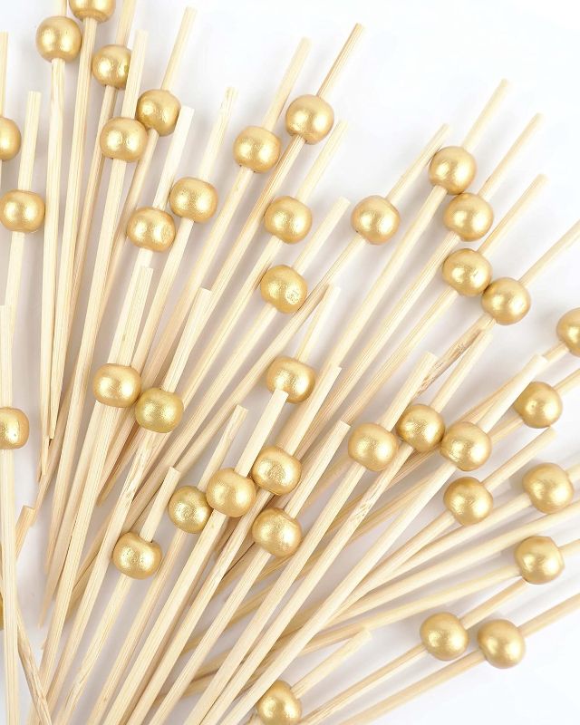 Photo 1 of 100PCS Fancy Toothpicks for Appetizers, Gold Cocktail Picks for Party Decoration, Appetizer Skewers for Charcuterie Sandwich Burgers Fruit - 4.7 inch https://a.co/d/jlcZg6w