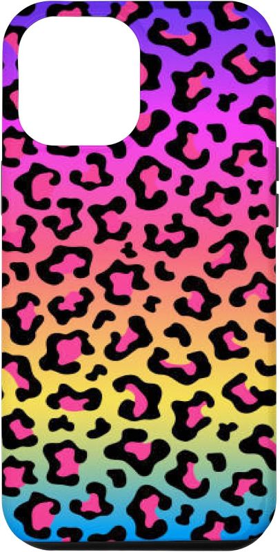 Photo 1 of iPhone 12 Pro Max Rainbow Leopard Print Animal Safari Tiger Wild Exotic Pink Case https://a.co/d/djNuR26