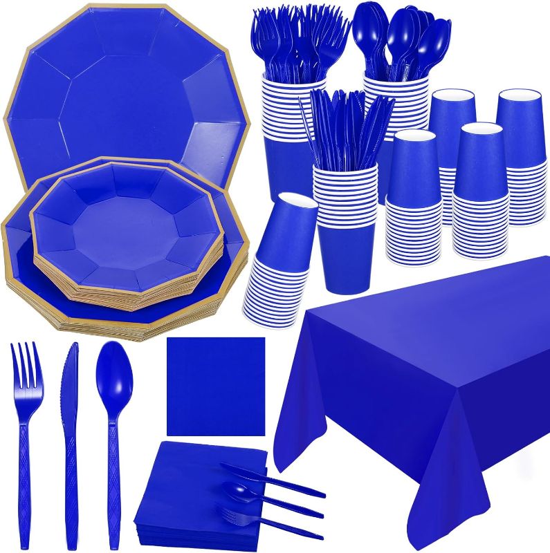 Photo 1 of Nitial 462 PCS Baby Gender Reveal Party Supplies Gender Reveal Plastic Dinnerware Includes Blue and Pink Paper Plates Serve for 60 Guest Cups Napkins Plastic Spoons Forks Knives(Blue) https://a.co/d/fB6gZbF