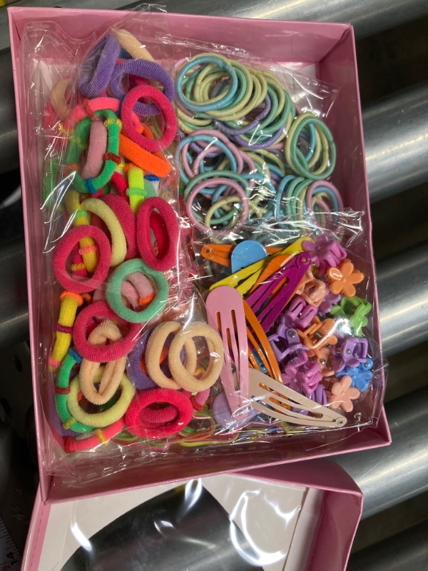 Photo 2 of 2024 New Colorful Cute Hair Ties Hair Clips Hairband Sets, Soft Scrunchies Hair Ties Elastic Hair,Elastic Hair Bands Small Rubber Bands Ponytail Holders for Girls Kids Women (Color : 780Pcs)