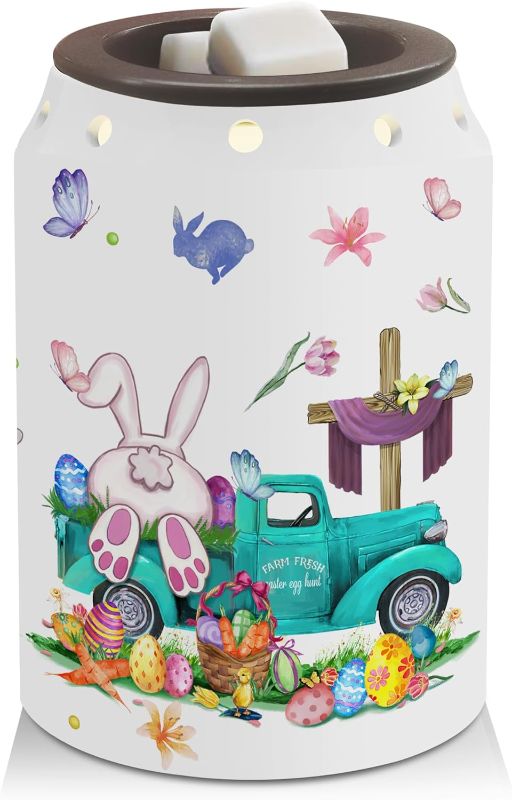 Photo 1 of Easter Decor Wax Warmer, Bunny Truck Cross Easter Eggs Decorations for Home, Women Gifts, Spring Ceramic Melt Warmer for Scented Wax Oil Candle, Electric Scentsy Warmer for Livingroom Kitchen Bathroom https://a.co/d/dxGOuGk