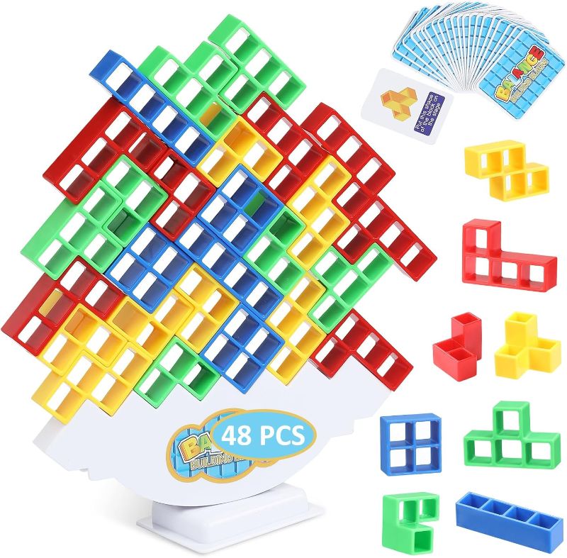 Photo 1 of GADIEDIE 48Pcs Tetra Tower Balance Stacking Blocks Game,Fun Tetris Puzzle Stress Relief Toy for Kids & Adults Team Building,Travel,Parties https://a.co/d/ikka3Dg
