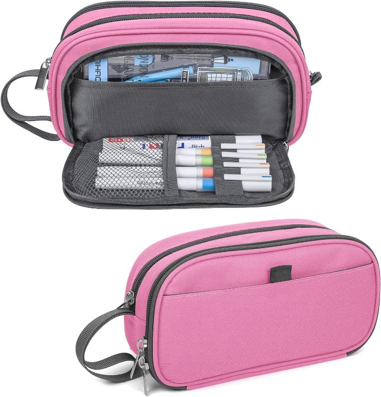 Photo 1 of Pencil Case Large Capacity Pencil Pouch, 4 Compartments Portable Canvas Pencil Handheld Gift for Adult Teen Girl Boy Men Women Adult Office School
