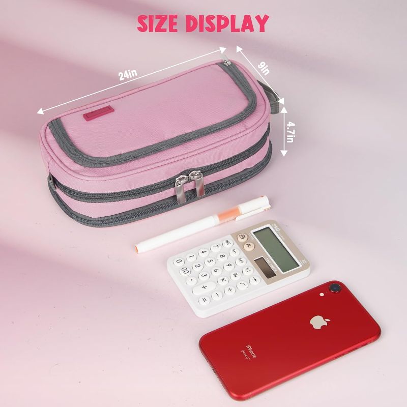 Photo 1 of Pencil Case Large Capacity Pencil Pouch, 4 Compartments Portable Canvas Pencil Handheld Gift for Adult Teen Girl Boy Men Women Adult Office School
