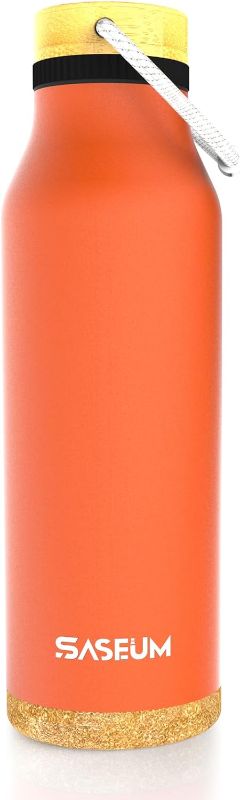 Photo 1 of 22oz Insulated Vacuum Water Bottle,SASEUM Sports Stainless Steel Flask Thermos,Leak Proof Lightweight Eco Friendly,Dopamine Orange
