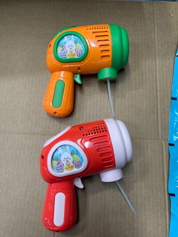 Photo 1 of Bubble Machine Gun 2PCS Easter Maker with Detachable Rabbit & Lights 4000+Bubbles Per Minute Gifts for Kids Toddlers 3 4 5 6 7 8 Years Outdoor Indoor Birthday Wedding Party Gun