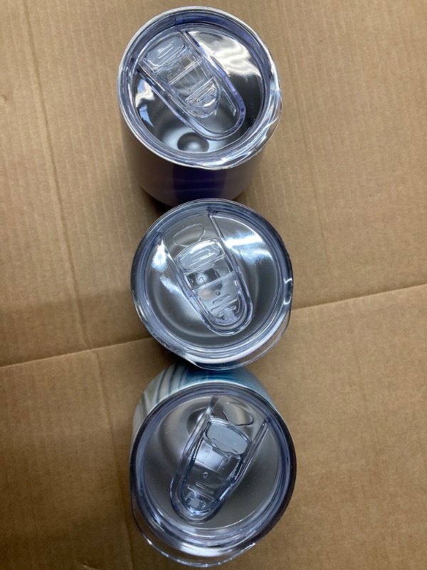 Photo 1 of Romantic 6 Pack Stainless Steel Wine Tumblers 12Oz, Double Wall Vacuum Insulated Tumbler with Lids & Straws, Stemless for Coffee, Wine, Cocktails, Ice Cream, Picnic, Violet