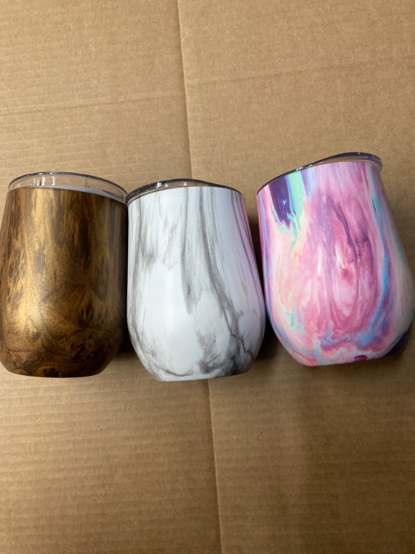 Photo 1 of Romantic 6 Pack Stainless Steel Wine Tumblers 12Oz, Double Wall Vacuum Insulated Tumbler with Lids & Straws, Stemless for Coffee, Wine, Cocktails, Ice Cream, Picnic, Violet