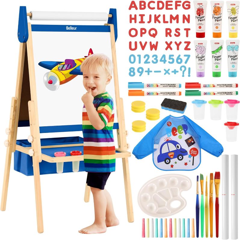 Photo 1 of 4.6 4.6 out of 5 stars 45
Joyooss Art Easel for Kids with Double-Sided Magnetic, Wooden Standing Kids Easel with Dry Erase Whiteboard & Chalkboard, Height Adjustable Children Easel with Paper Roll, Bonus Toddler Art Supplies