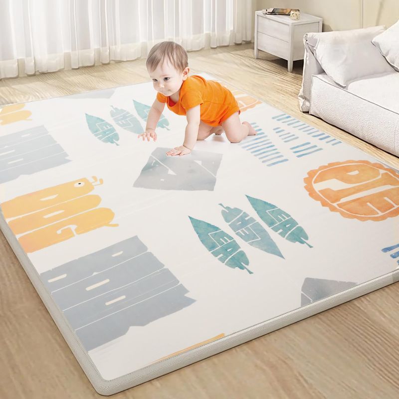 Photo 1 of CreateBay 79”×71”×0.8” Thickness Extra Large Foldable Baby Play Mat, Double-Sided Non-Slip Waterproof XPE Baby Foam Play mat for Babies and Toddlers, Baby Play Mats for Floor Tummy Time (Bohemian