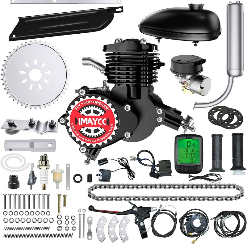 Photo 1 of IMAYCC 80cc Bicycle Engine Kit, Bike Motor Kit with Wired Digital Computer, 2-Stroke Motorized Bicycle Kit Fit for 26-28" Bikes (Black)
