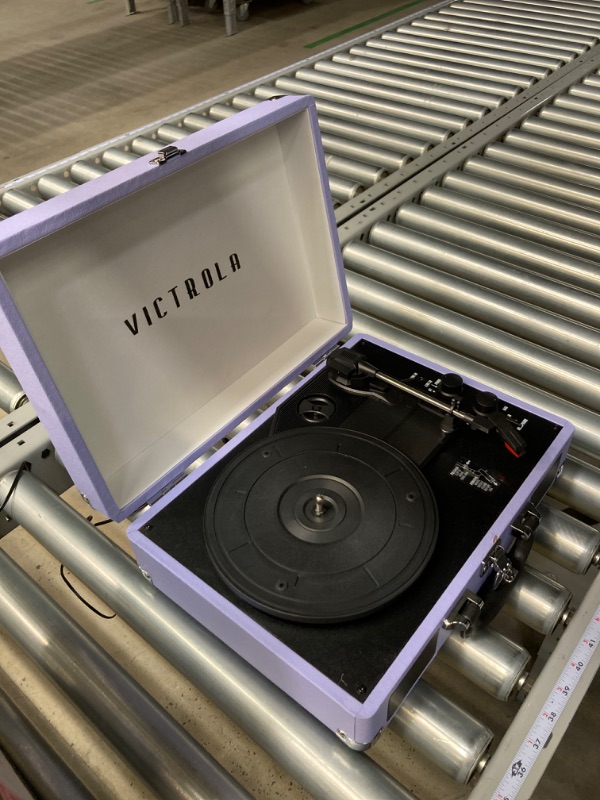 Photo 2 of Victrola Vintage 3-Speed Bluetooth Portable Suitcase Record Player with Built-in Speakers | Upgraded Turntable Audio Sound | Lavender (VSC-550BT-LVG)