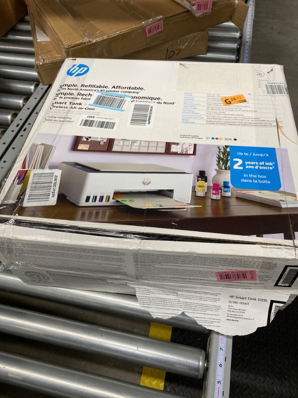 Photo 2 of HP Smart Tank 5000 Wireless All-in-One Ink Tank Printer with up to 2 years of ink included, mobile print, scan, copy, white, 17.11 x 14.23 x 6.19