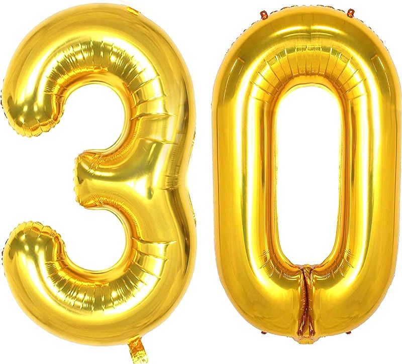 Photo 1 of 30 Balloon Numbers Gold Big Giant Jumbo Number 30 Foil Mylar Balloons for 30th Birthday Party Supplies 30 Anniversary Events Decorations
