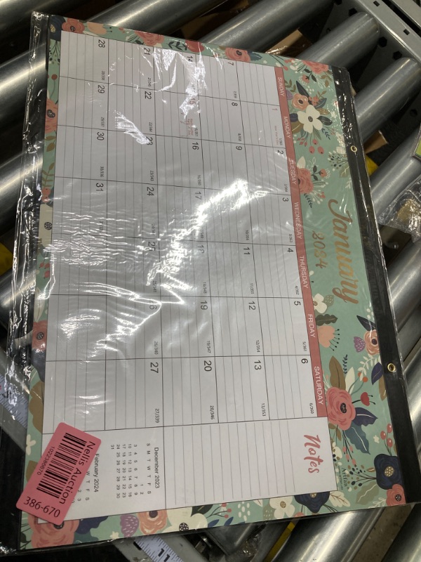 Photo 2 of Desk Calendar 2024 - Jan. 2024 - Dec. 2024, 12 Monthly Desk/Wall Calendar 2024,16.8" x 12", Thick Paper with Corner Protectors, Large Ruled Blocks - Floral