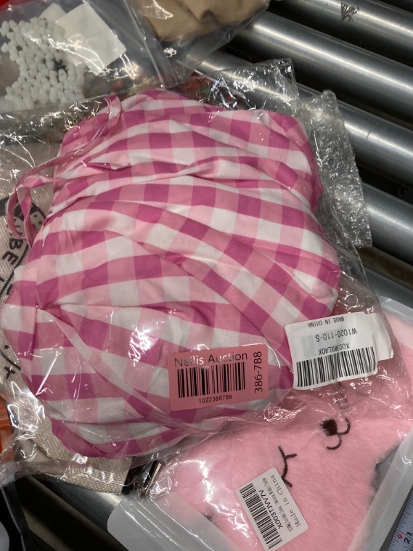 Photo 4 of Luzlen Pink Plaid Dress for Girls Kids Gingham Sleeveless Movie Cosplay Costume Birthday Halloween Outfits
