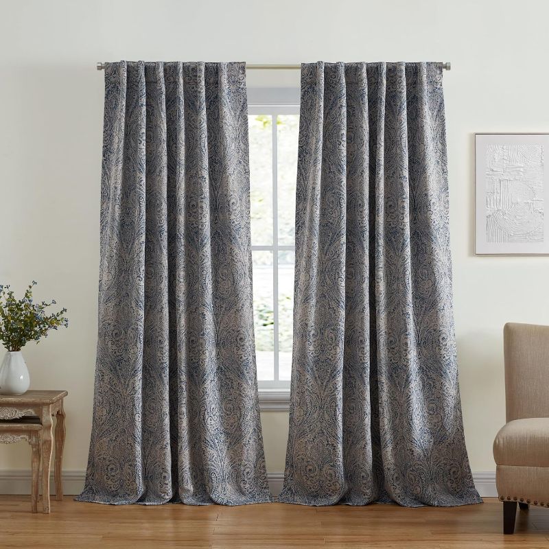 Photo 1 of 
Elrene Home Fashions Vittoria Paisley Floral Printed Blackout Window Curtain Panel, 52"x95", Blue
Color:Blue