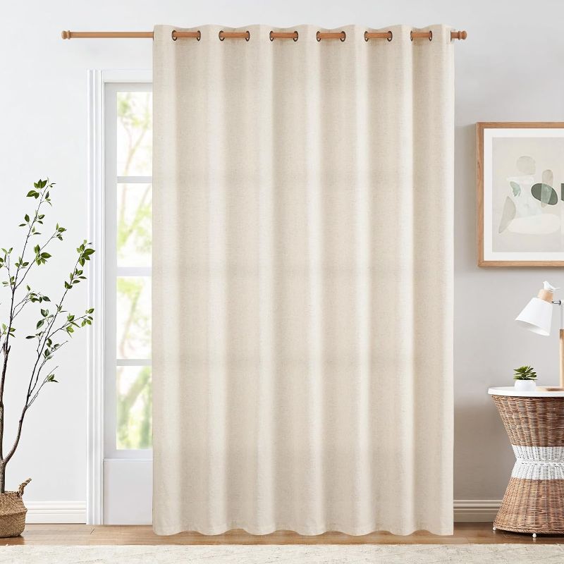 Photo 1 of Linen Beige  2 panel Curtain 100 Inch Extra Wide for Patio Sliding Glass Door Room Divider Farmhouse Grommet Top Light Filtering Window Drape for Bedroom...