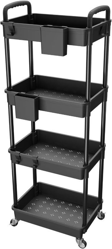 Photo 1 of Brand: REBECAT
4.4 4.4 out of 5 stars 288
4 Tier Rolling Utility Cart with Handle,REBECAT Utility Cart Made of Multifunctional Storage Organizer Tool for Kitchen,Bathroom,Living Room,Office(Black