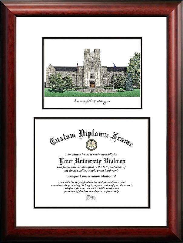 Photo 1 of Campus Images VA999V Virginia Tech Scholar Diploma Frame, 13.5" x 15.5"