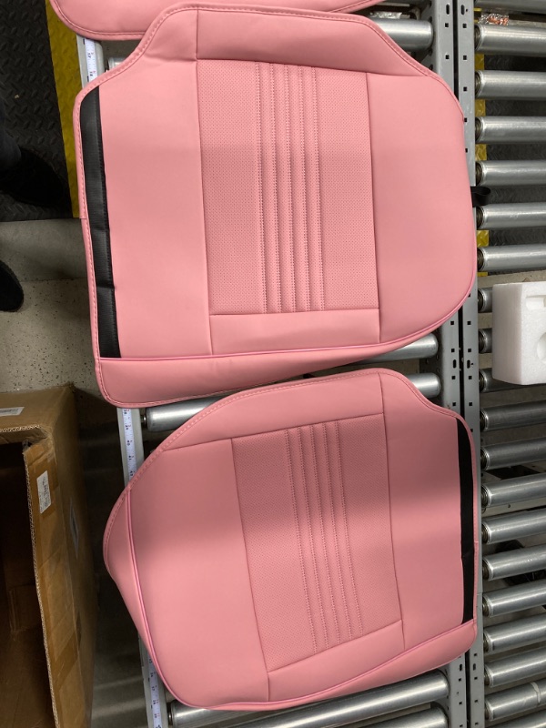 Photo 5 of Car Seat Covers Full Set, Front and Rear Seat Covers for Cars, Waterproof Leather Auto Seat Protectors with Head Pillow, Car Seat Cushions Fit for Most Sedans SUV Pick-up Truck, Pink Pink Full Set