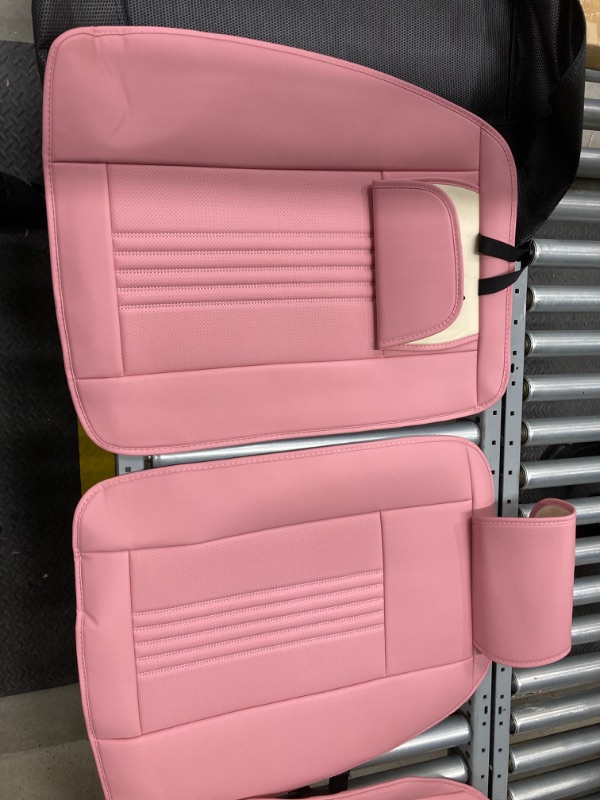 Photo 4 of Car Seat Covers Full Set, Front and Rear Seat Covers for Cars, Waterproof Leather Auto Seat Protectors with Head Pillow, Car Seat Cushions Fit for Most Sedans SUV Pick-up Truck, Pink Pink Full Set