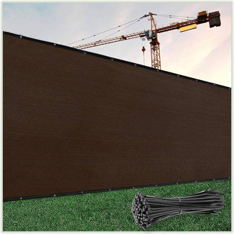 Photo 1 of ColourTree 5' x 50' Brown Fence Privacy Screen Windscreen Cover Fabric Shade Tarp Netting Mesh Cloth - Commercial Grade 170 GSM & Cable Zip Ties Included