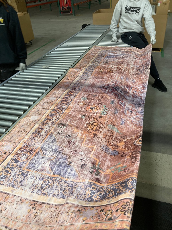 Photo 2 of Phantoscope Vintage Collection Area Rug 6'x9' - Large Living Room Rug - Washable Rug Boho Rugs Non-Slip for Bedroom Dining Room, Low-Pile Floor Carpet Distressed Accent Rug, Rust/Multi 6' x 9' Rust/Multi