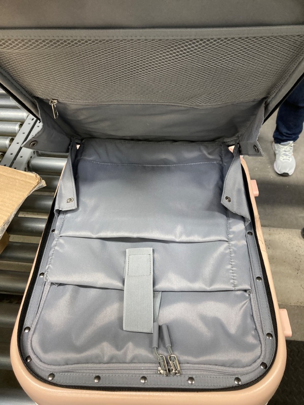 Photo 1 of mixi Carry On Luggage Wide Handle Luxury Design Rolling Travel Suitcase PC Hardside with Aluminum Frame Hollow Spinner Wheels, with Cover, 20 inch, PINK!!!!