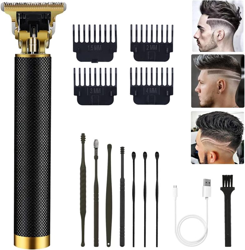 Photo 1 of PXLISIE Hair Clippers for Men, Professional Hair Trimmer T Blade Trimmer Zero Gapped Trimmer, Cordless Rechargeable Beard Trimmer Shaver Hair Cutting Kit with Guide Combs (Black) Pure Textured Black