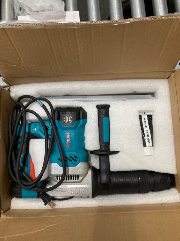 Photo 2 of ENEACRO 1-1/4 Inch SDS-Plus 13 Amp Heavy Duty Rotary Hammer Drill, Safety Clutch 4 Functions with Vibration Control Including Grease, Chisels and Drill Bits with Case